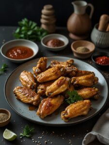 Crispy air fryer chicken wings no oil baking powder golden brown