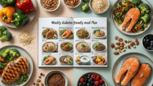 30‑day diabetes‑friendly meal plan overview with 7‑day menu