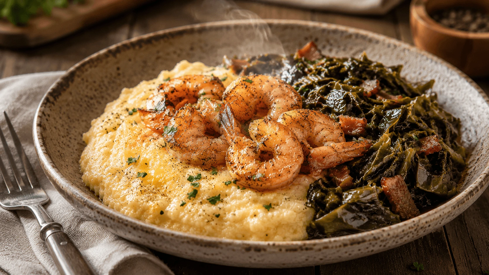 Smoky Collards & Shrimp with Cheesy Grits: The Ultimate Southern Comfort Recipe