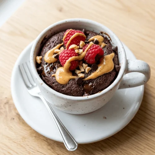 Healthy mug cake recipe – chocolate protein mug cake with berries