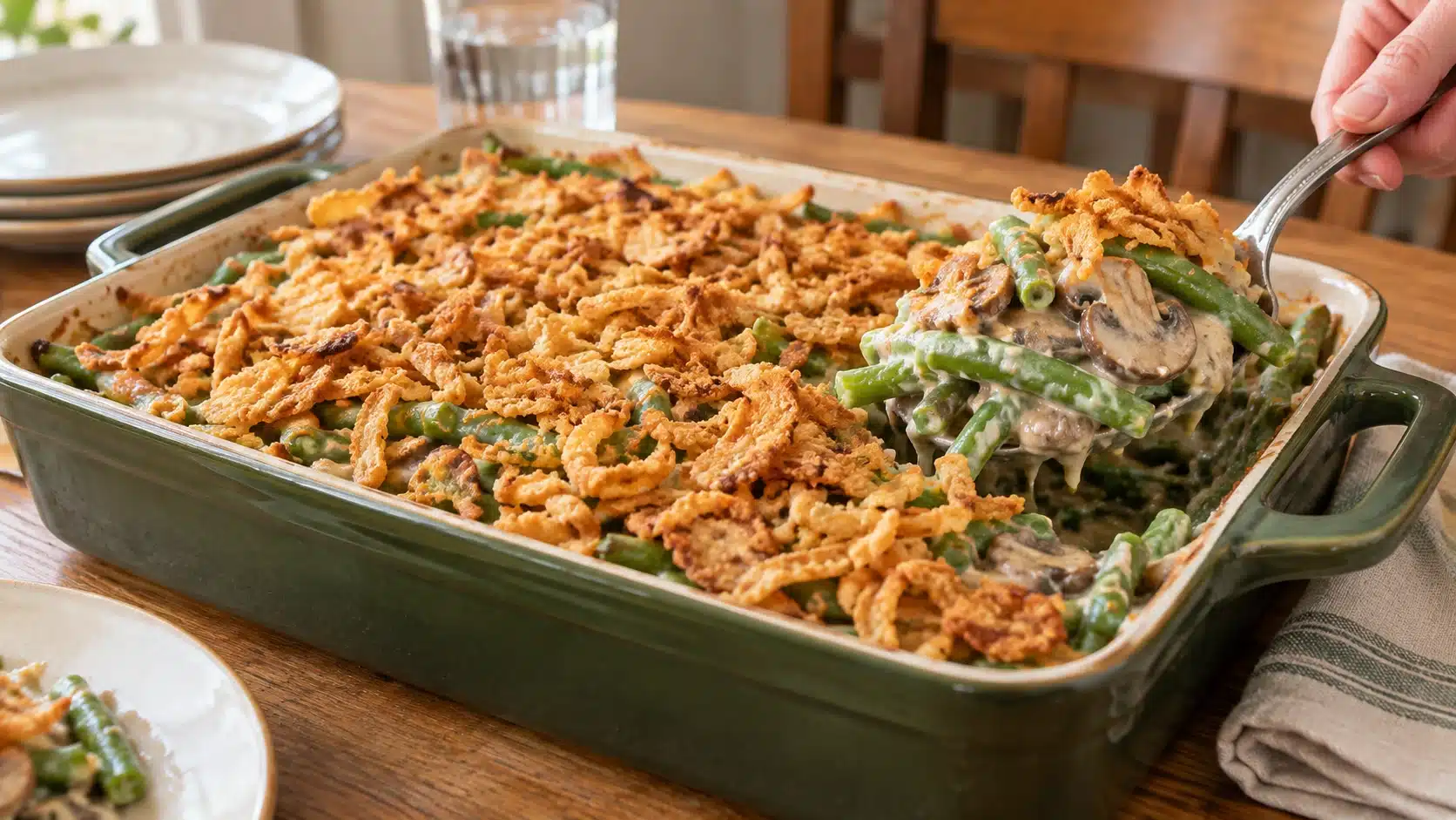 Fresh Green Bean Casserole with Homemade Mushroom Sauce
