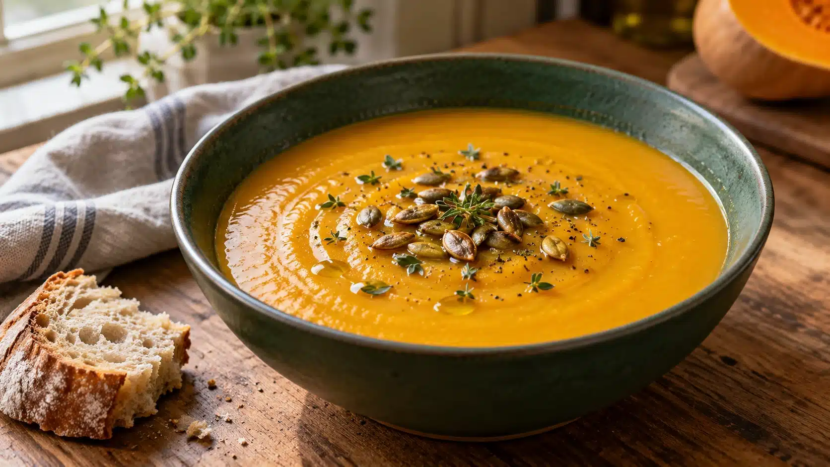 Easy Roasted Butternut Squash Soup with Apple (No Cream)